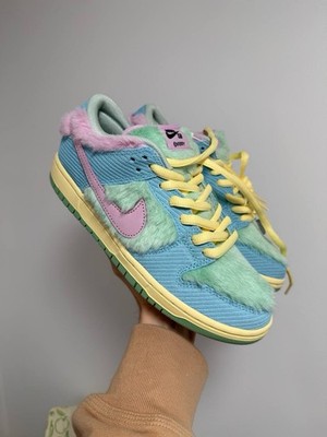 Nike SB Dunk Low VERDY Visty Blue Green Pink Yellow Faux Fur Skate Sneakers