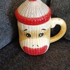 Vintage 1970s Monkey Face Ceramic Mug w/ Lid, Japan No. 3206, 8 fl oz — photo 1