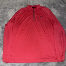 Under Armour Red 1/4 Zip Long Sleeve Pullover Men  s Large Loose Fit