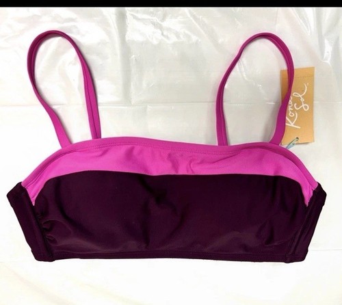 Kona Sol Bikini Oberteil Burgund und Rosa Farbblock Größe Medium (8-10) - Bild 1 von 5