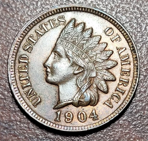 1904 Indian Head Cent Red & Brown UNC Original Toning BU IHC IHP Penny Coin
