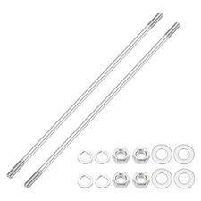 2Set M6x200mm Double Ended Stud Screws,304 Stainless Steel Rod with Nut Washer