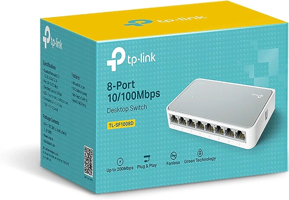 TP-Link Netzwerk Switch TL-SF1005D / TL-SF1008D 5 / 8-Port LAN RJ-45 Hub leise - Bild 4 von 4