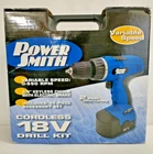 Power Smith Variable Speed Cordless 18V Drill Kit