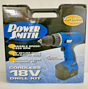 Power Smith Variable Speed Cordless 18V Drill Kit