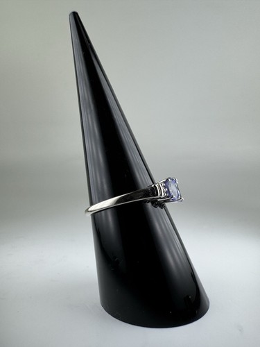 ¡Impresionante! Anillo banda tanzanita y diamantes de oro blanco de 14k talla 7 estampado STS 2,38 g - Imagen 9 de 14