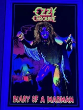 Vintage Ozzy Osbourne - Diary of a Madman Black Light Poster Funky NEVER HUNG UP