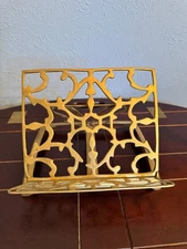 Vintage Solid Ornate Brass Folding Adjustable Book/Bible stand