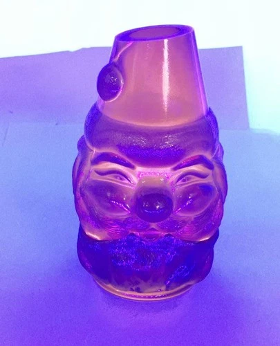 Fenton Santa Claus Fairy Lamp Red Cadmium Glass Votive Tealight Holder Vintage