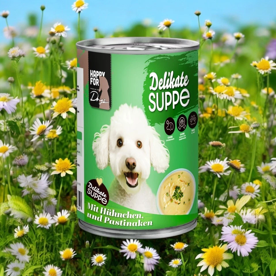 HAPPY FOR Dogs Probierpaket 6 x Suppe mit Huhn und Reis 6 x Karottensuppe je 400 - Bild 2 von 4