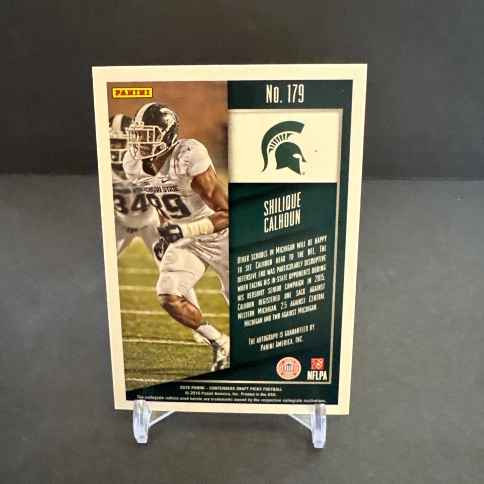 2016 Panini CONTENDERS DRAFT PICKS Football ROOKIE AUTO #179 Shilique Calhoun NM - Image 2 of 2