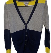 JCP Cardigan Womens Button Up Yellow Cashmere Blend Sweater Size S