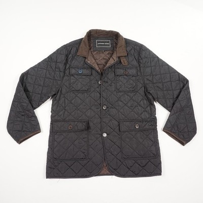 Andrew James Herren Steppjacke Gr. XL Schwarz Polyester Gesteppt Cordkragen Knöp