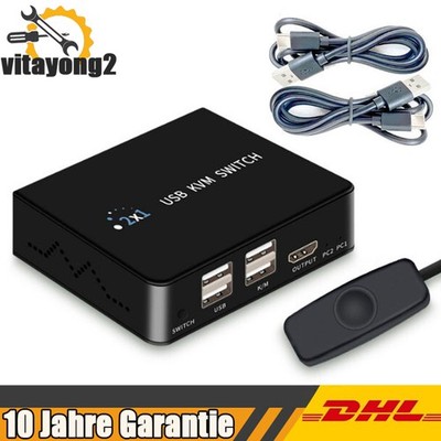 2 In 1 Out USB 2.0 HDMI KVM Switch Box für 2 PC Sharing USB Switch Splitter
