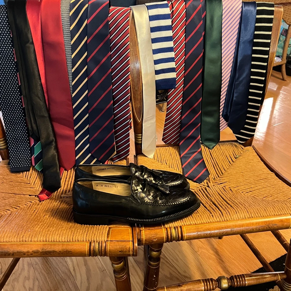 Cleaned Polished Stanley Blacker Italian Woven Leather Tassel Loafers  Men’s 9 M - Image 4 of 4