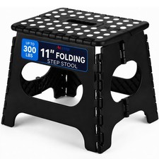 ACSTEP 11 Inch Folding Step Stool for Kids, Non-Slip Foldable Stools, Black