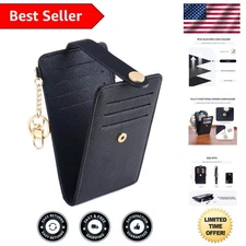 Stylish Cross Grain Leather RFID Wallet for Women with Card Slots & Keychain