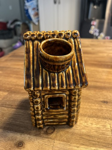 Ceramic Log Cabin Tealight Candle Holder Wax Warmer Glazed Unmarked - Picture 2 of 8