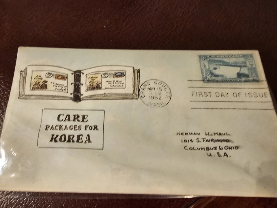 Thornton Shaw Hand Painted FDC SC # 1009  CARE FOR KOREA 1952 - Image 2 of 4