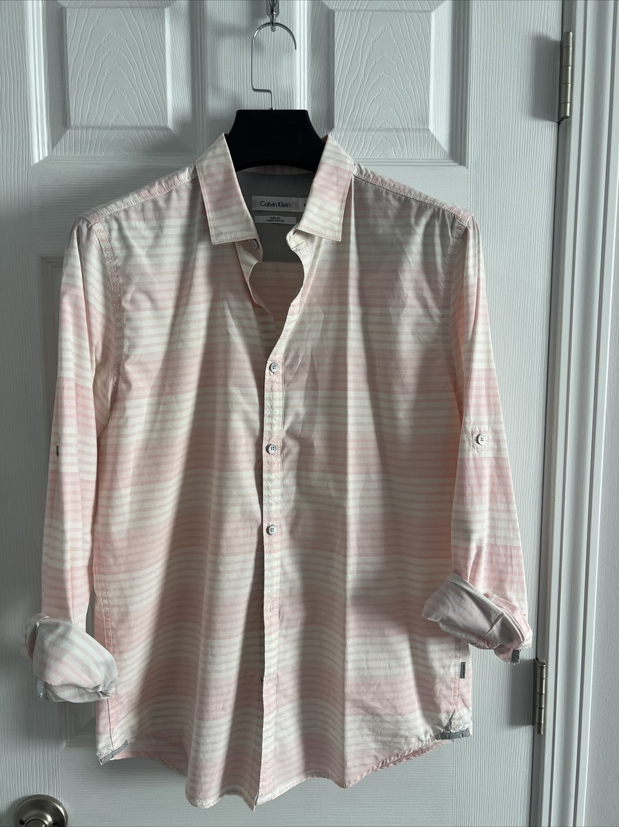 calvin klein pink dress shirt Calvin Klein Men's Slim Stretch Button-Down Shirt in Ballet Slipper