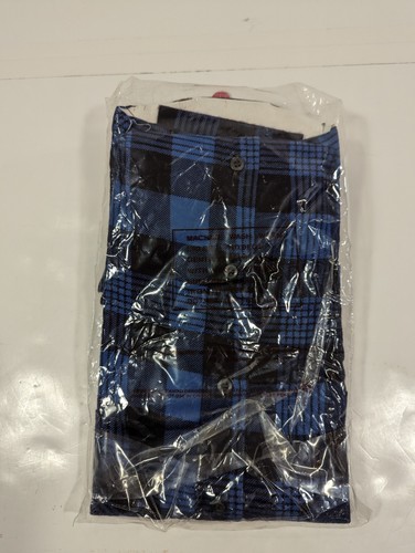 NWT Vintage 90s Coleman Men's Flannel Shirt Blue & Black 100% Cotton Long Sleeve - Picture 3 of 4