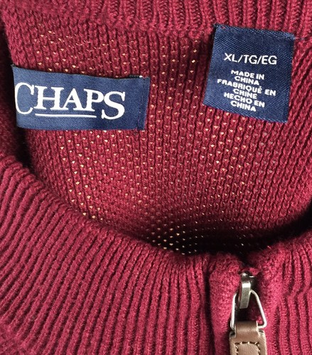 NWOT Chaps Knit Men's Dark Red Pullover 1/4 Zip Mock Neck Sweater Size Tall XL - Picture 6 of 7