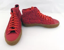 PF Flyers Shoes Center Reissue Hi Patterned Red Sneaker Mismatched 9/9.5