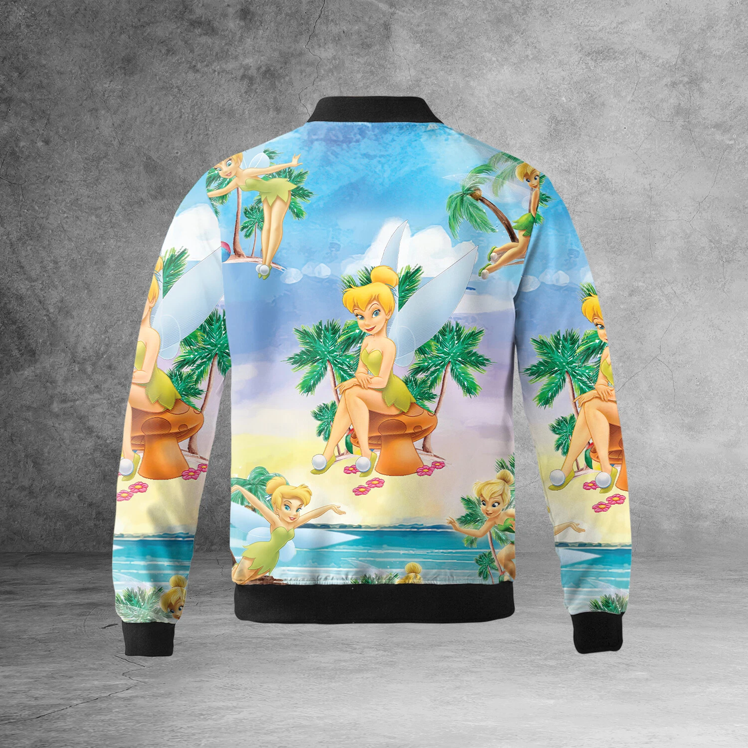 Tinker Bell Palm Tree Bomber Jacket for Summer Vacation