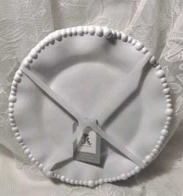 set 3 Rachel Ashwell SCALLOPED PEARL PLATES SALAD DESSERT Melamine NEW Easter