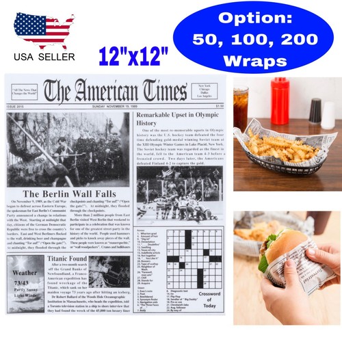 Newspaper Print Deli Sandwich Wrap Paper Sheets Basket Liner 12x12" eBay