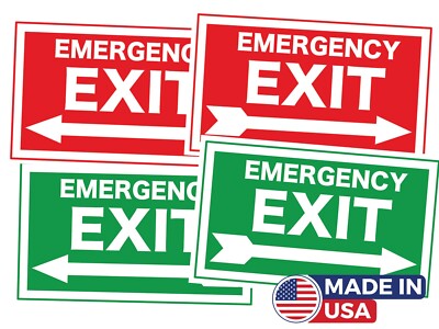 2 x Emergency Exit Indicator Sticker - Office Safety Decal - Emergency Exit Sign