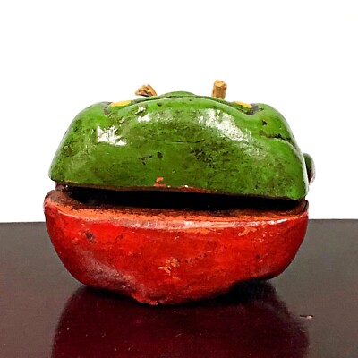 Japanese Clay Bell Oni Demon Devil Head 2 Face Dorei Ceramic