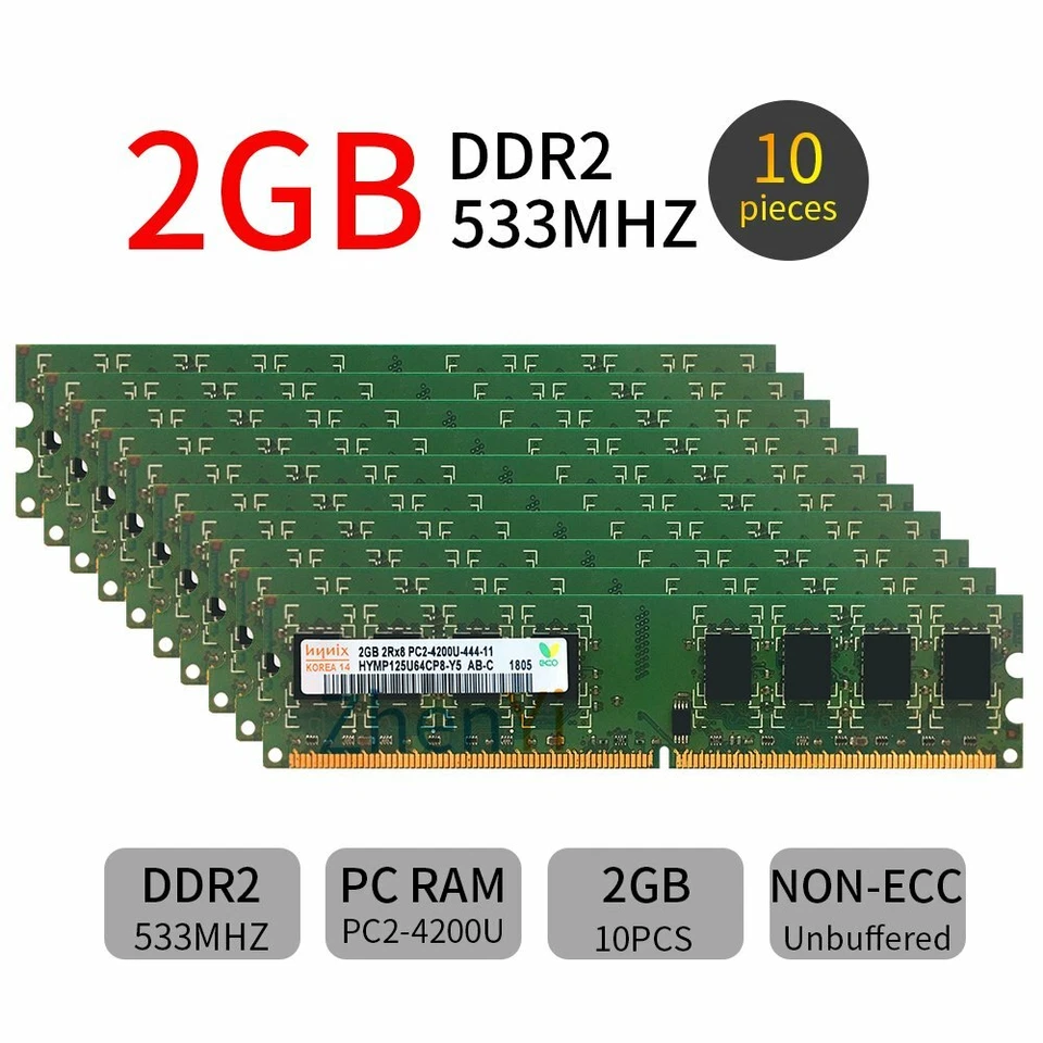 20GB 16GB 8GB 4GB 2GB DDR2 533MHz PC2-4200U 240Pin Desktop Memory Hynix LOT BT - Image 2 of 4