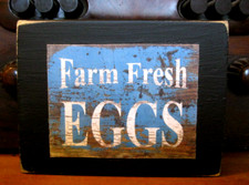 Farm Fresh Eggs Primitive Rustic Farmhouse Sign Block Shelf Sitter 3.5X4.5
