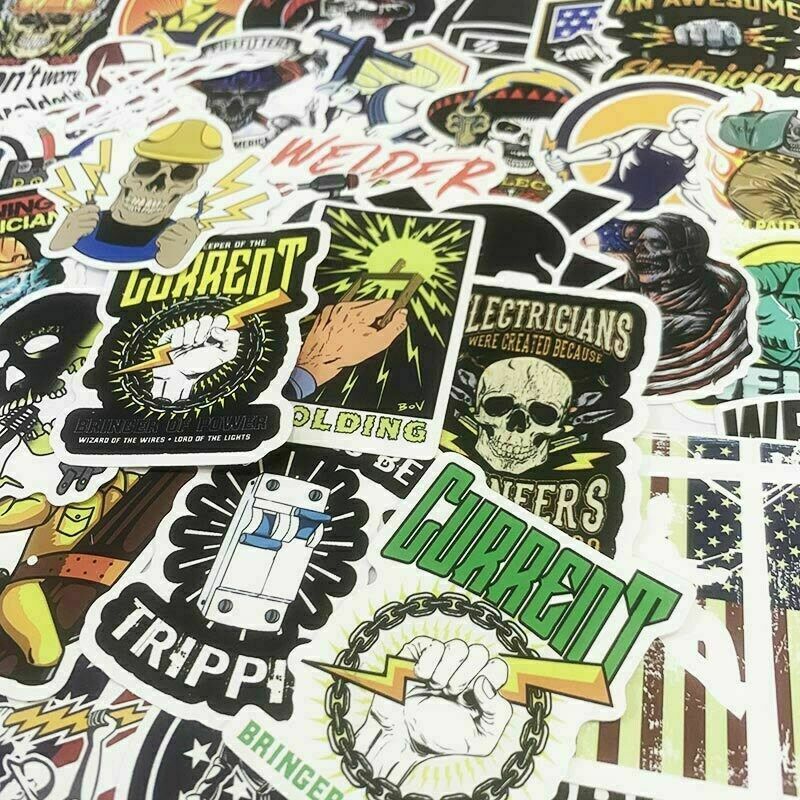 100-Pack Funny Hard Hat Stickers – Waterproof Vinyl Decals For Toolbox, Helmet, Thermos, Adults – Mechanics, Electricians, Union, Construction