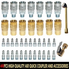40 pcs Heavy Duty Quick Coupler  Air Hose Connector Fittings 1/4 NPT Tools Plug 