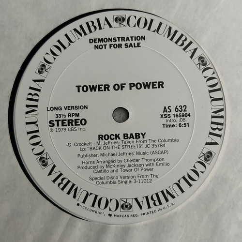 Tower Of Power – Rock Baby 12" Long 6:51 / Short 3:28 White Label DJ Promo Funk - Picture 1 of 3