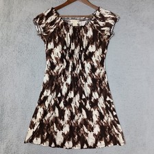 Michael Kors Shift Dress Women's P/S Brown Tie-Dye Off the Shoulder Preppy Y2K