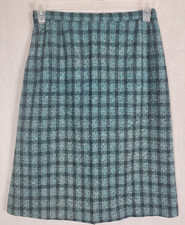 Vtg 60's 70's Green/Blue design Midi /Mini Skirt A-Line Size M/L Polyester Boho