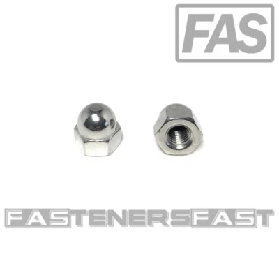 FASTENERCART (25) 1/4-28 Stainless Steel Hex Acorn Cap Nuts - Fine Thread UNF (25 Pieces)