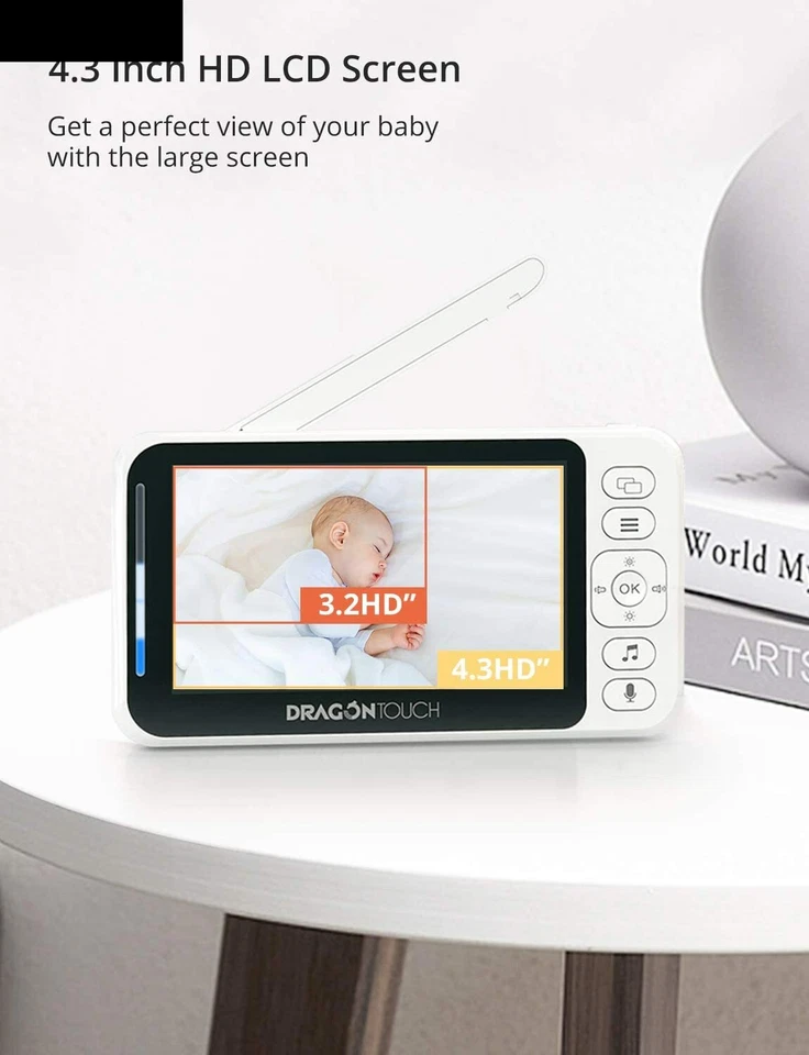 Dragon Touch 4.3"Video Baby Monitor Telecamera Controllo Bambini con Allarme  - Immagine 4 di 4