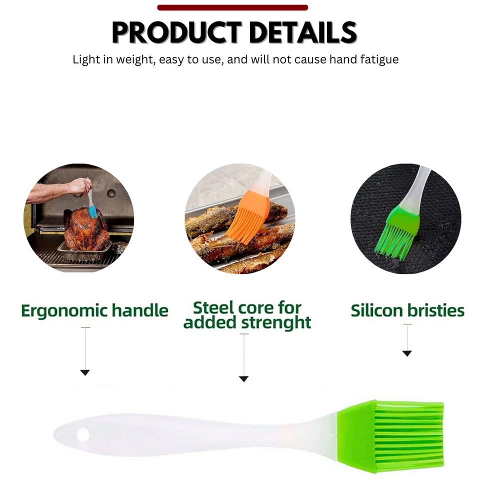 Silicone Basting Brush Pastry Baking BBQ Barbecue Oil Pastry Cooking Bakeware - Image 3 of 4