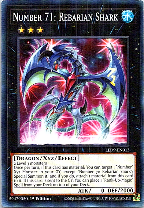 Number 71: Rebarian Shark LED9-EN013 Yu-Gi-Oh! Card Near Mint 1st