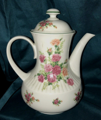 Vintage Tea Pot Winterling Bavaria Roses Green trim Coffee Pot 10.5 