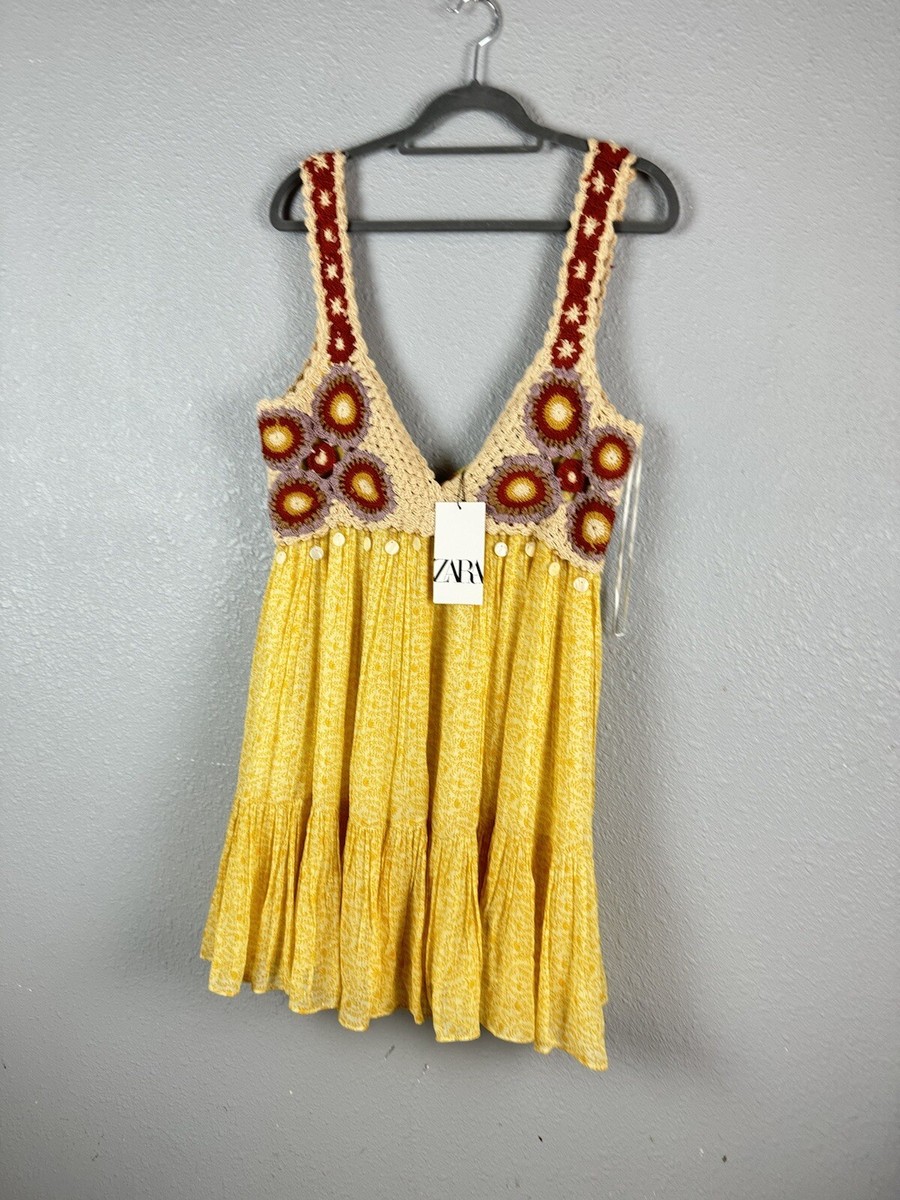 zara crochet dress yellow Zara - Crochet Butterfly Combination Dress - Light Yellow - 2 Years (36,2 Inches)