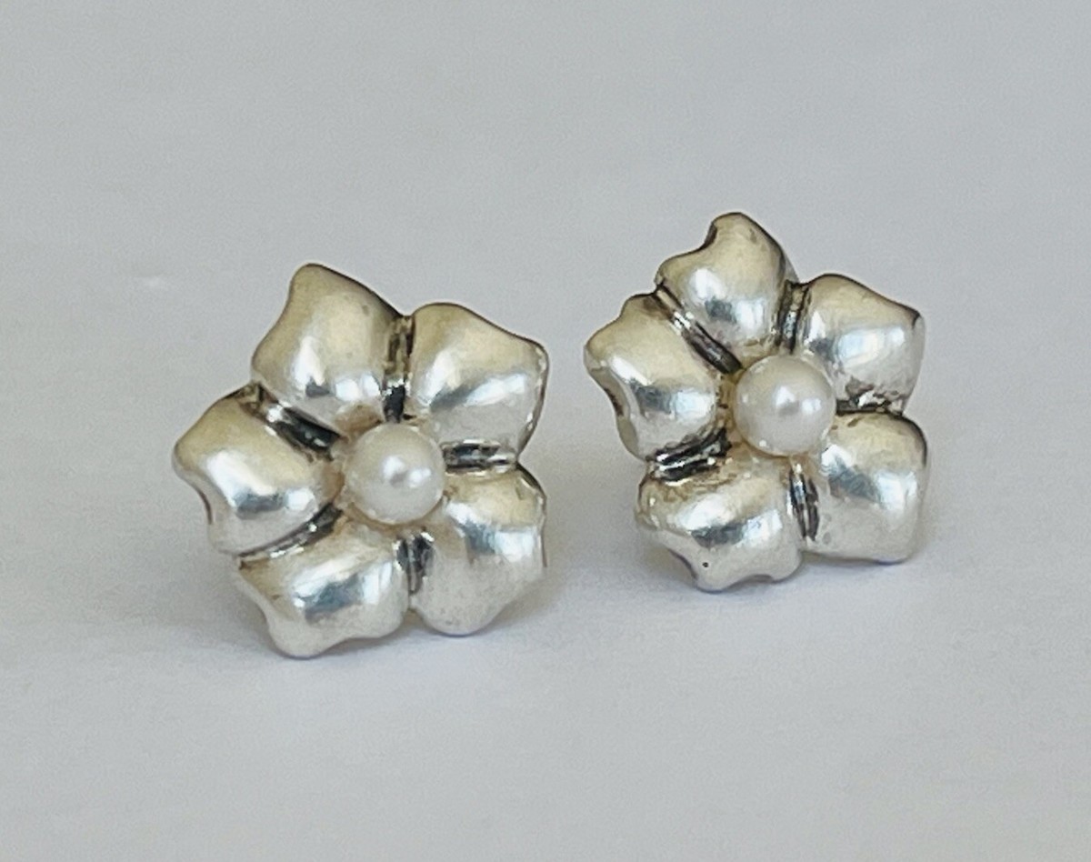 AUTHENTIC TIFFANY & CO 925 STERLING SILVER PEARL FLOWER