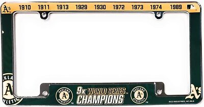 Oakland Athletics A's 9X Time Champions Metal License Plate Frame Chrome Tag...