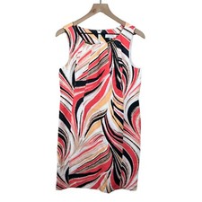 Calvin Klein Womens Multicolored Linen Blend Sleeveless Sheath Dress Size 10