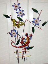 3D Butterfly, Gecko (LIzard) Wall Decor (3326) Airbrushed Metal, Large 21x15