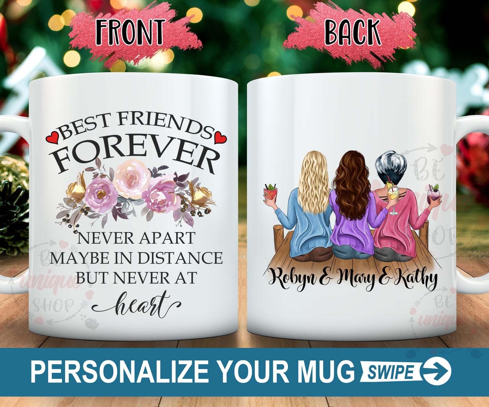 Best Friends Forever Never Apart Custom Best Friend Mug Personalized Mug Custom